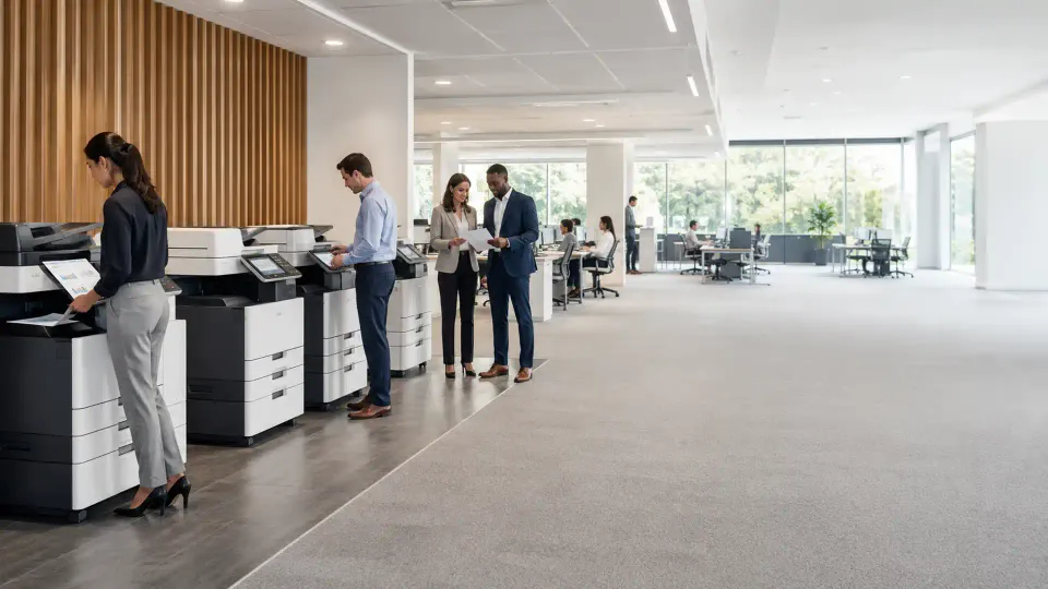 Beverley office print area with leased copier
