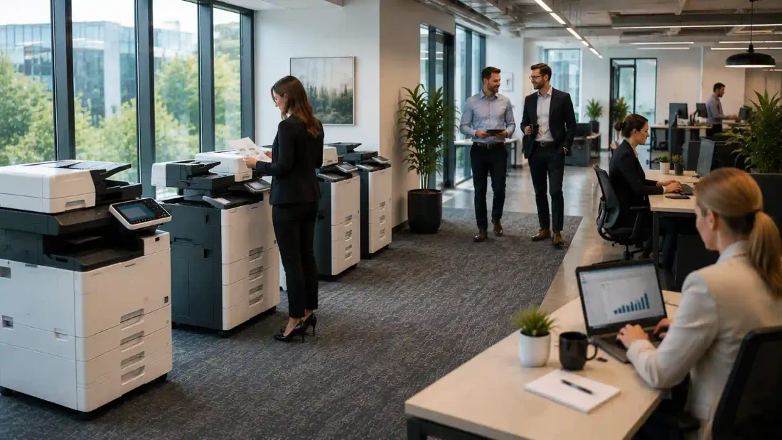 Supplier engineer completing a printer installation